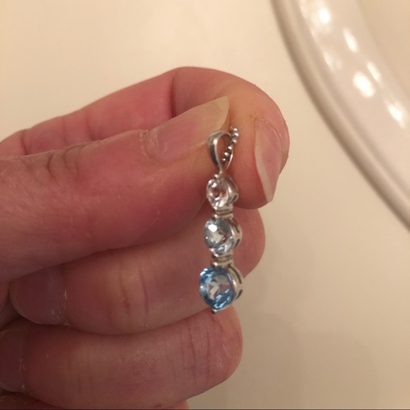 NWOT. Sterling Silver TriColour Topaz Necklace - Picture 5 of 5